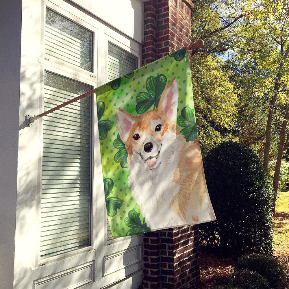 Corgi St. Patrick's House Flag 28x40 Porch Sleeve Pole Decorative Outside Yard Banner Artwork Wall Hanging, Polyester
