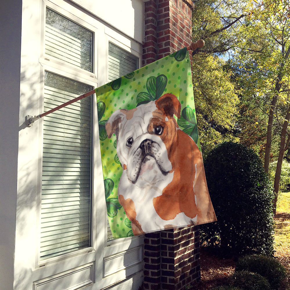 English Bulldog St. Patrick's House Flag 28x40 Porch Sleeve Pole Decorative Outside Yard Banner Artwork Wall Hanging, Polyester