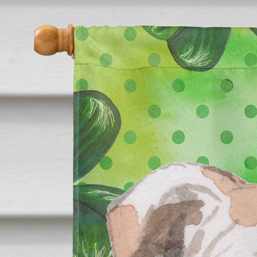 English Bulldog St. Patrick's House Flag 28x40 Porch Sleeve Pole Decorative Outside Yard Banner Artwork Wall Hanging, Polyester