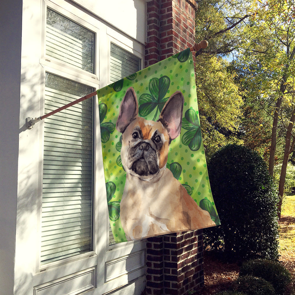 Fawn French Bulldog St. Patrick's House Flag 28x40 Porch Sleeve Pole Decorative Outside Yard Banner Artwork Wall Hanging, Polyester