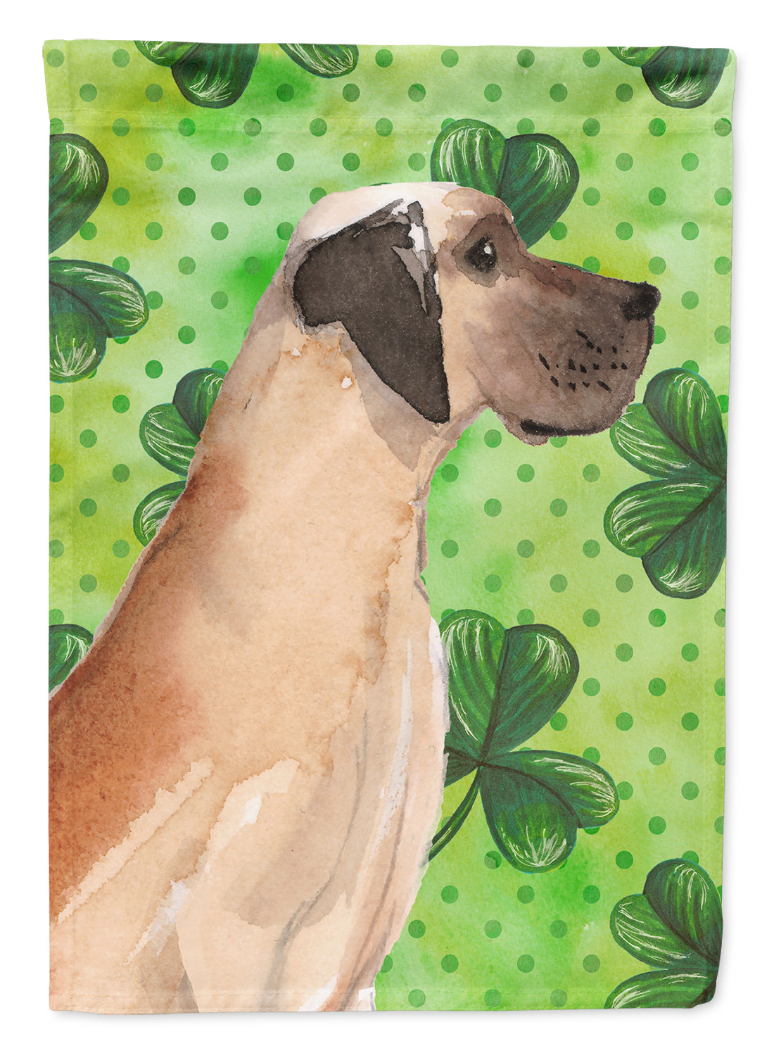 Fawn Natural Great Dane St. Patrick's House Flag 28x40 Porch Sleeve Pole Decorative Outside Yard Banner Artwork Wall Hanging, Polyester