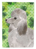 Grey Standard Poodle St. Patrick's House Flag 28x40 Porch Sleeve Pole Decorative Outside Yard Banner Artwork Wall Hanging, Polyester