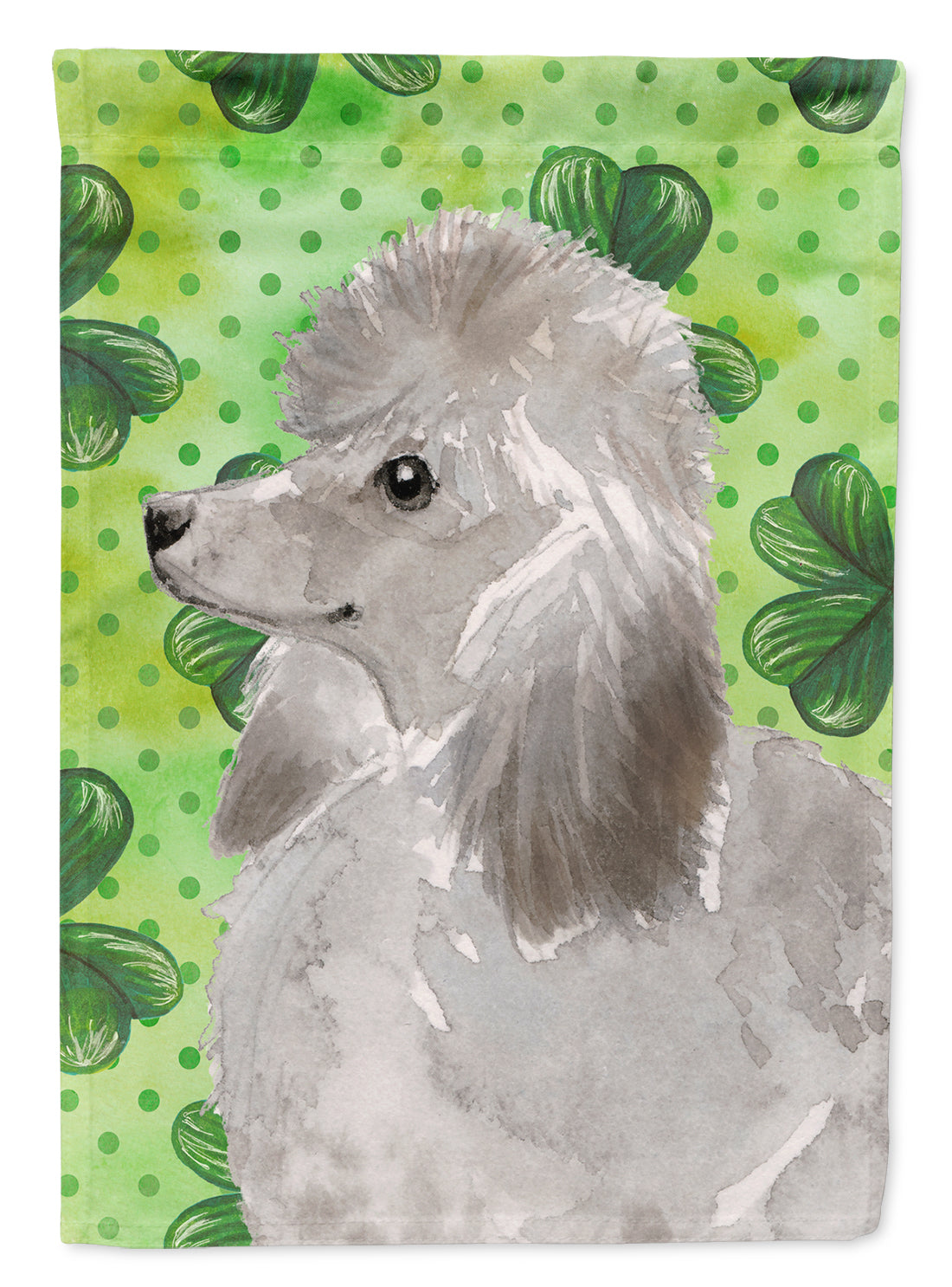 Grey Standard Poodle St. Patrick's House Flag 28x40 Porch Sleeve Pole Decorative Outside Yard Banner Artwork Wall Hanging, Polyester