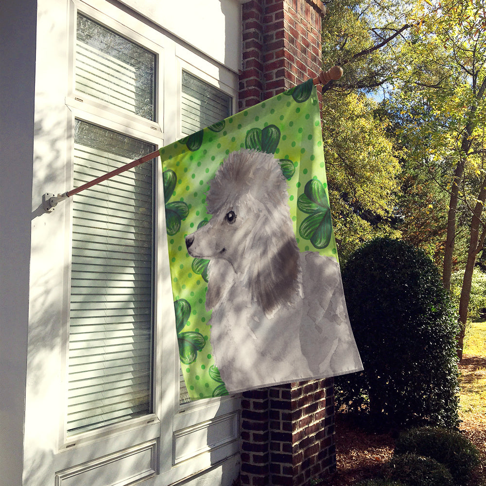 Grey Standard Poodle St. Patrick's House Flag 28x40 Porch Sleeve Pole Decorative Outside Yard Banner Artwork Wall Hanging, Polyester