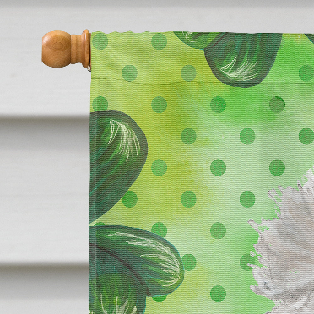 White Standard Poodle St. Patrick's House Flag 28x40 Porch Sleeve Pole Decorative Outside Yard Banner Artwork Wall Hanging, Polyester
