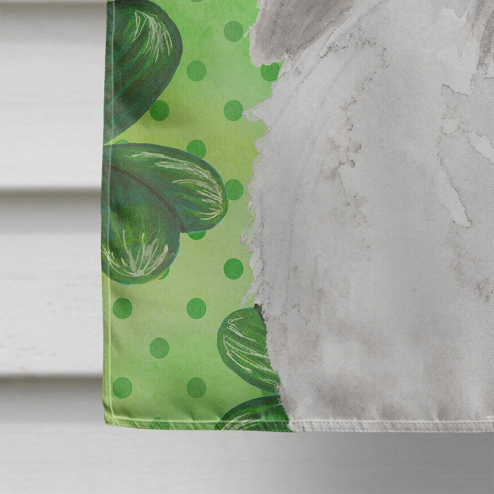 White Standard Poodle St. Patrick's House Flag 28x40 Porch Sleeve Pole Decorative Outside Yard Banner Artwork Wall Hanging, Polyester