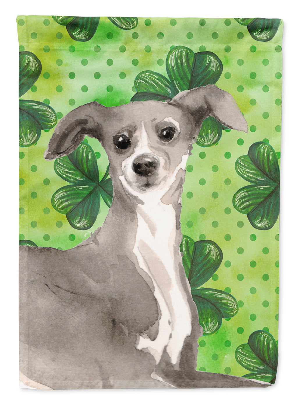 Italian Greyhound St. Patrick's House Flag 28x40 Porch Sleeve Pole Decorative Outside Yard Banner Artwork Wall Hanging, Polyester