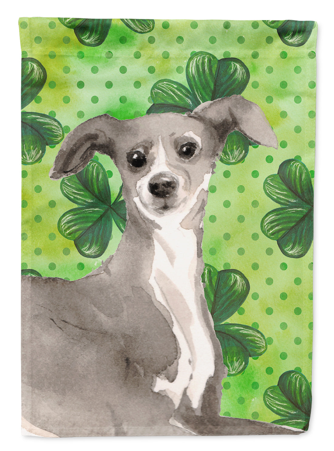 Italian Greyhound St. Patrick's House Flag 28x40 Porch Sleeve Pole Decorative Outside Yard Banner Artwork Wall Hanging, Polyester