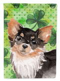 Long Haired Chihuahua St. Patrick's House Flag 28x40 Porch Sleeve Pole Decorative Outside Yard Banner Artwork Wall Hanging, Polyester