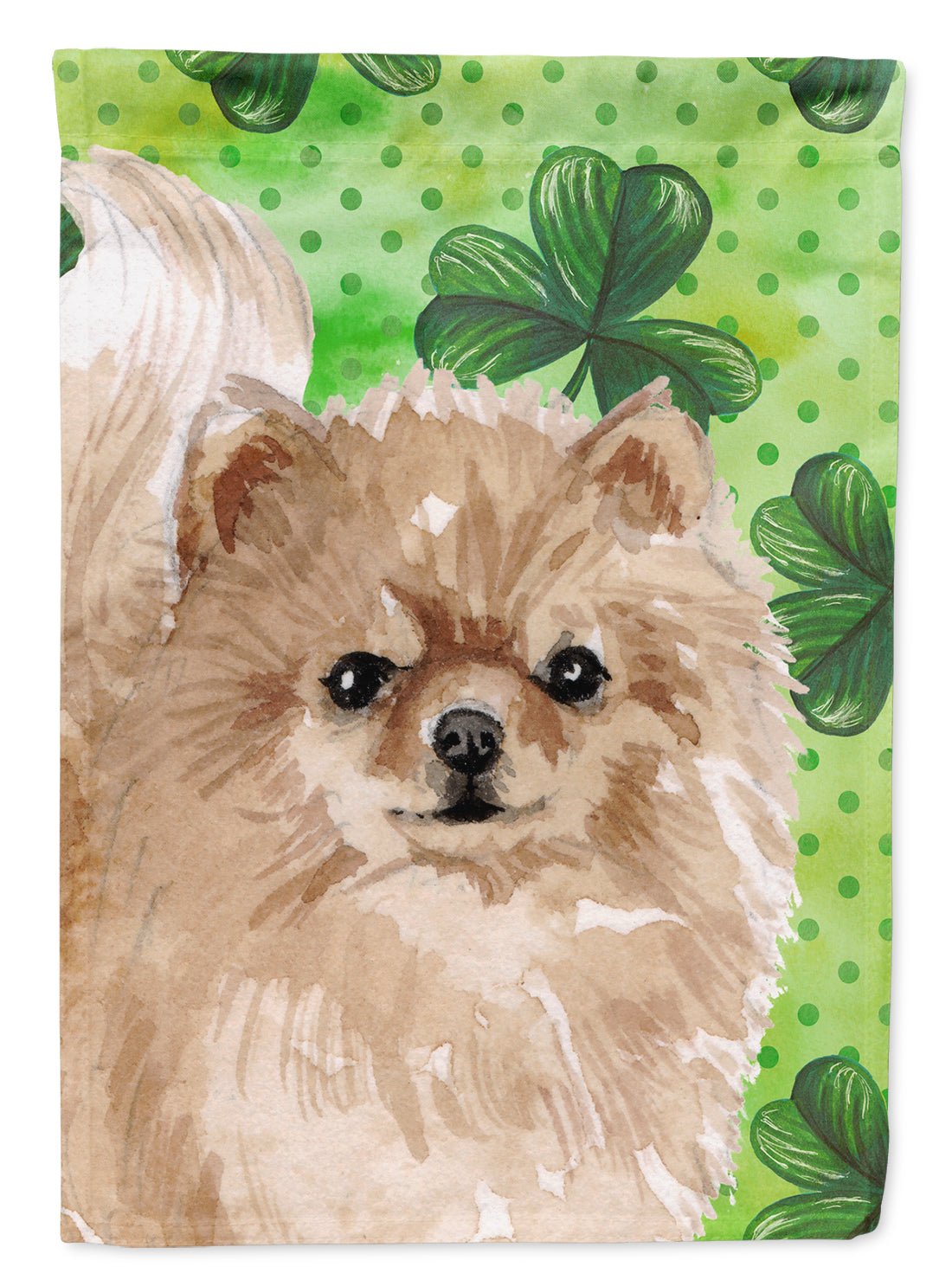 Pomeranian St. Patrick's House Flag 28x40 Porch Sleeve Pole Decorative Outside Yard Banner Artwork Wall Hanging, Polyester