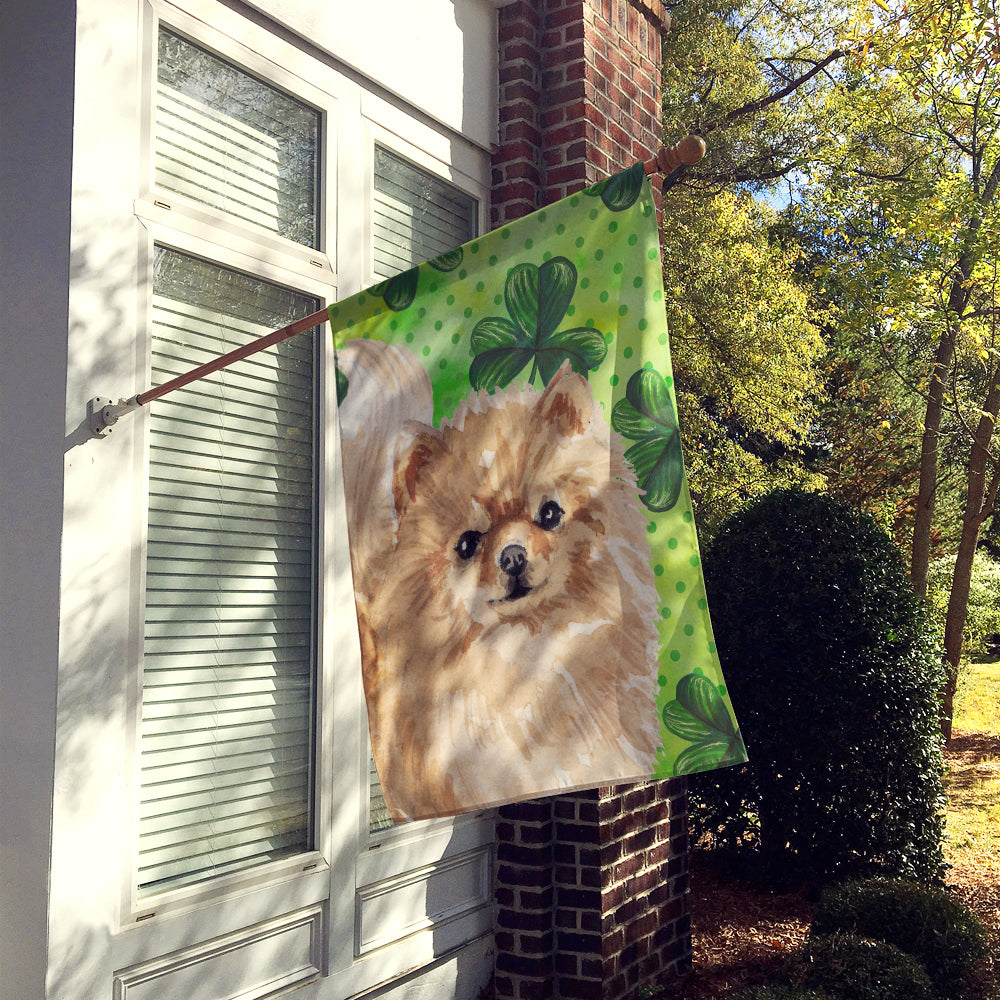 Pomeranian St. Patrick's House Flag 28x40 Porch Sleeve Pole Decorative Outside Yard Banner Artwork Wall Hanging, Polyester