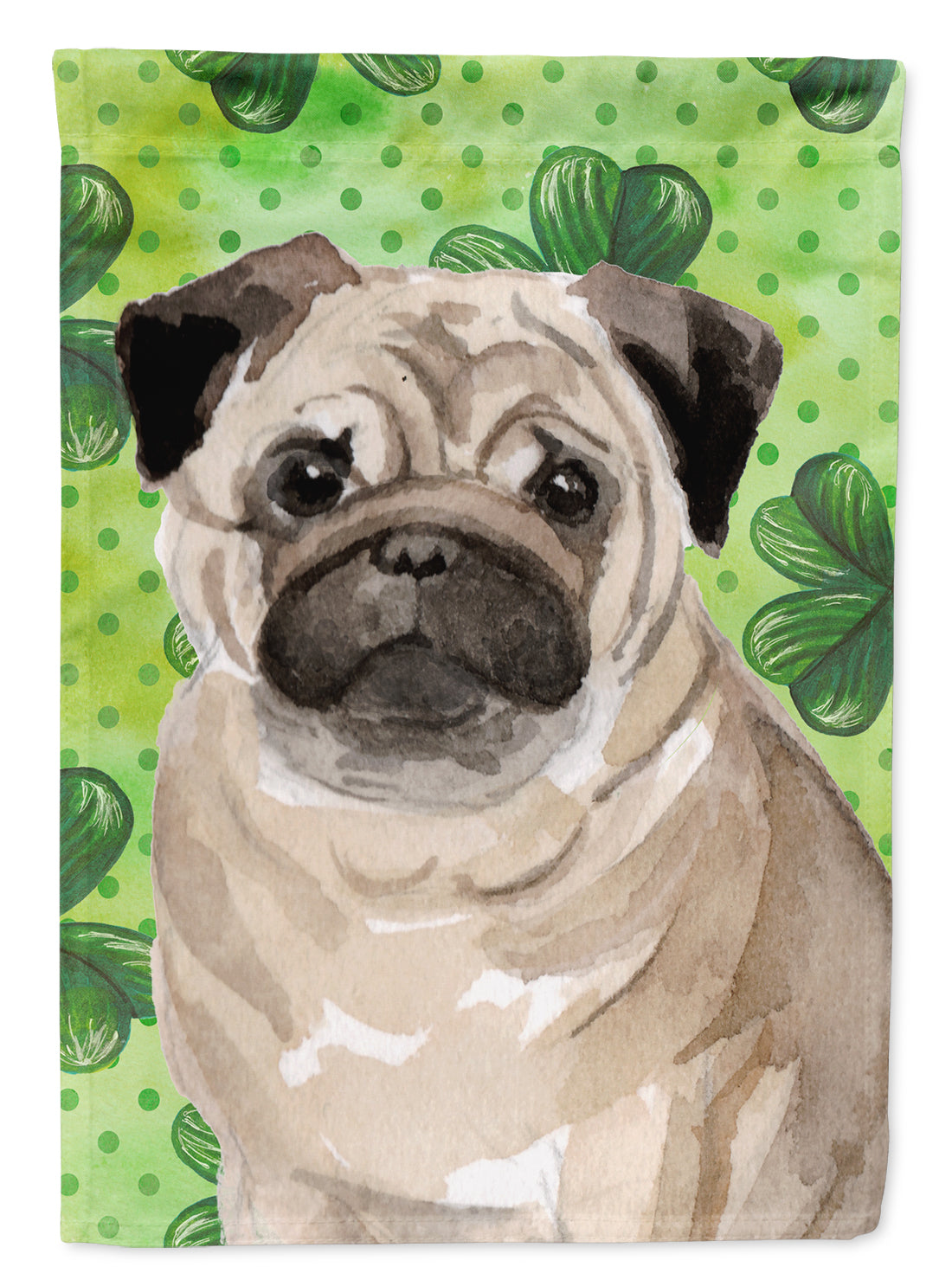 Fawn Pug St. Patrick's House Flag 28x40 Porch Sleeve Pole Decorative Outside Yard Banner Artwork Wall Hanging, Polyester