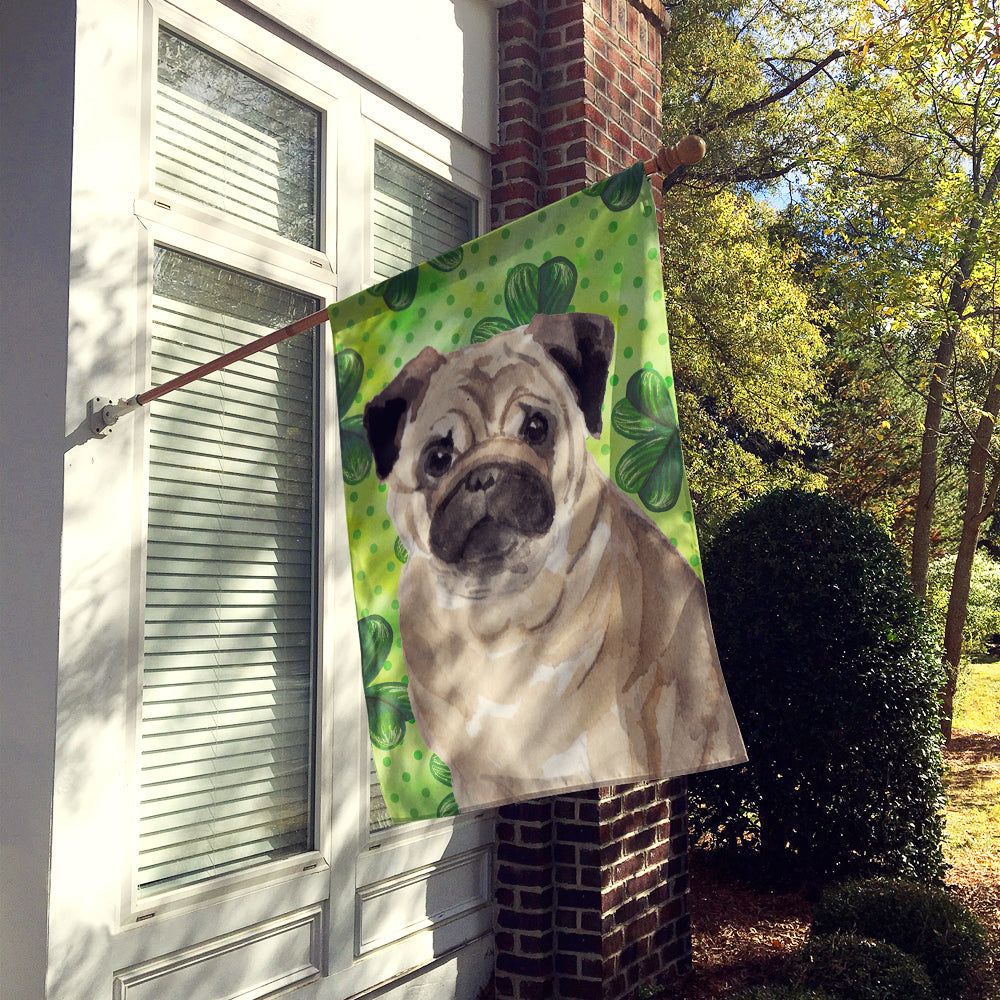 Fawn Pug St. Patrick's House Flag 28x40 Porch Sleeve Pole Decorative Outside Yard Banner Artwork Wall Hanging, Polyester
