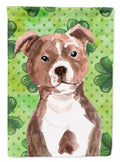 Red Staffie Bull Terrier St. Patrick's House Flag 28x40 Porch Sleeve Pole Decorative Outside Yard Banner Artwork Wall Hanging, Polyester