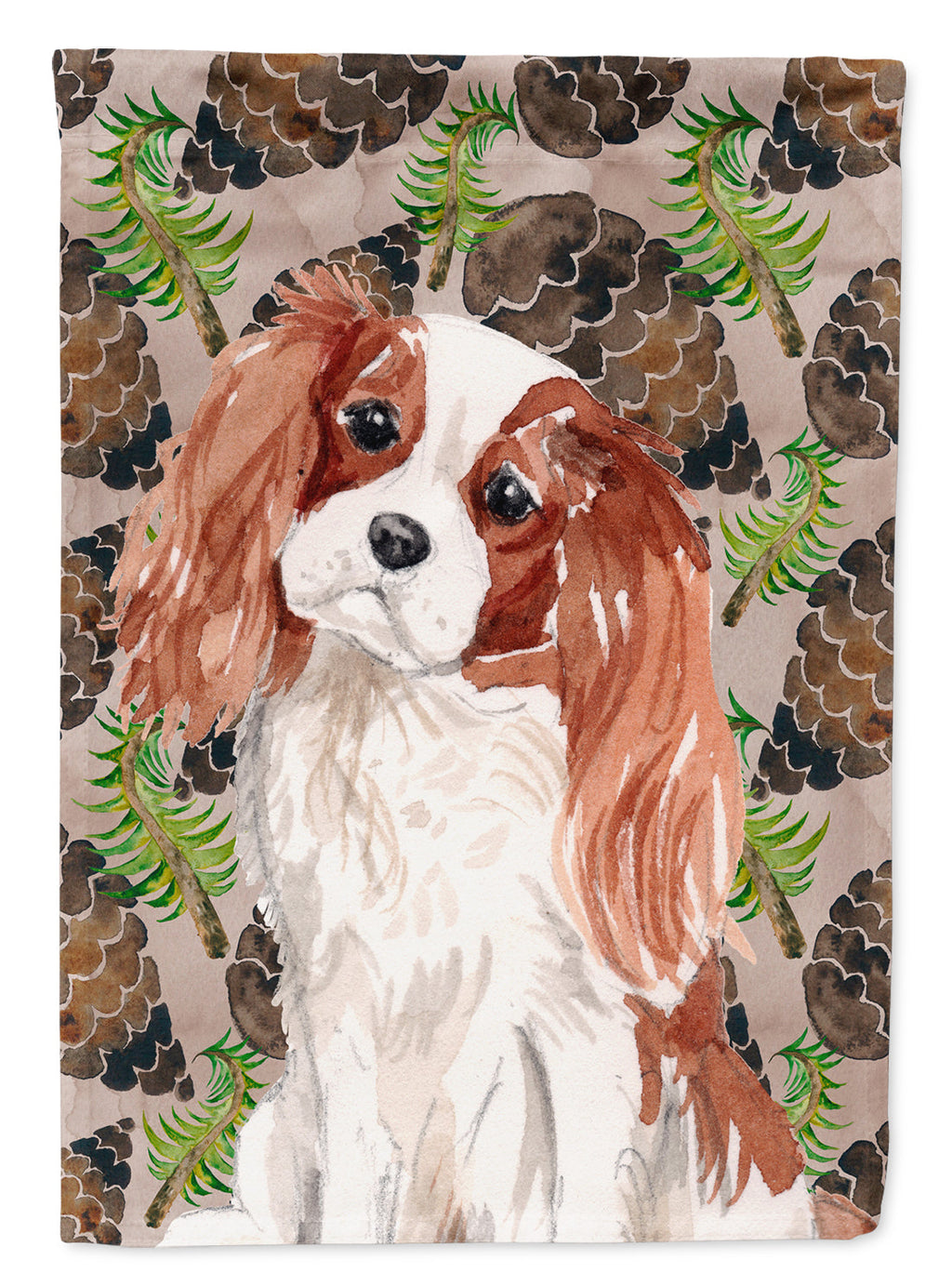 Blenheim Cavalier Spaniel Pine Cones House Flag 28x40 Porch Sleeve Pole Decorative Outside Yard Banner Artwork Wall Hanging, Polyester