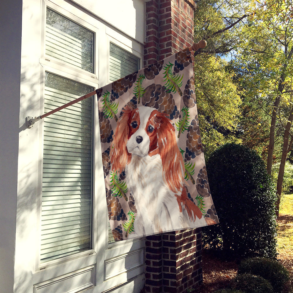 Blenheim Cavalier Spaniel Pine Cones House Flag 28x40 Porch Sleeve Pole Decorative Outside Yard Banner Artwork Wall Hanging, Polyester