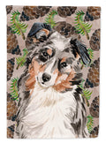Australian Shepherd Pine Cones House Flag 28x40 Porch Sleeve Pole Decorative Outside Yard Banner Artwork Wall Hanging, Polyester