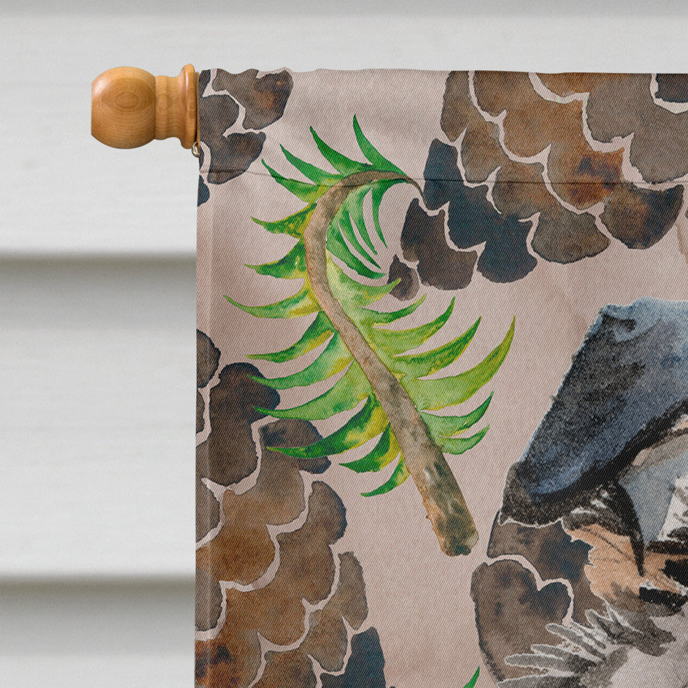 Australian Shepherd Pine Cones House Flag 28x40 Porch Sleeve Pole Decorative Outside Yard Banner Artwork Wall Hanging, Polyester