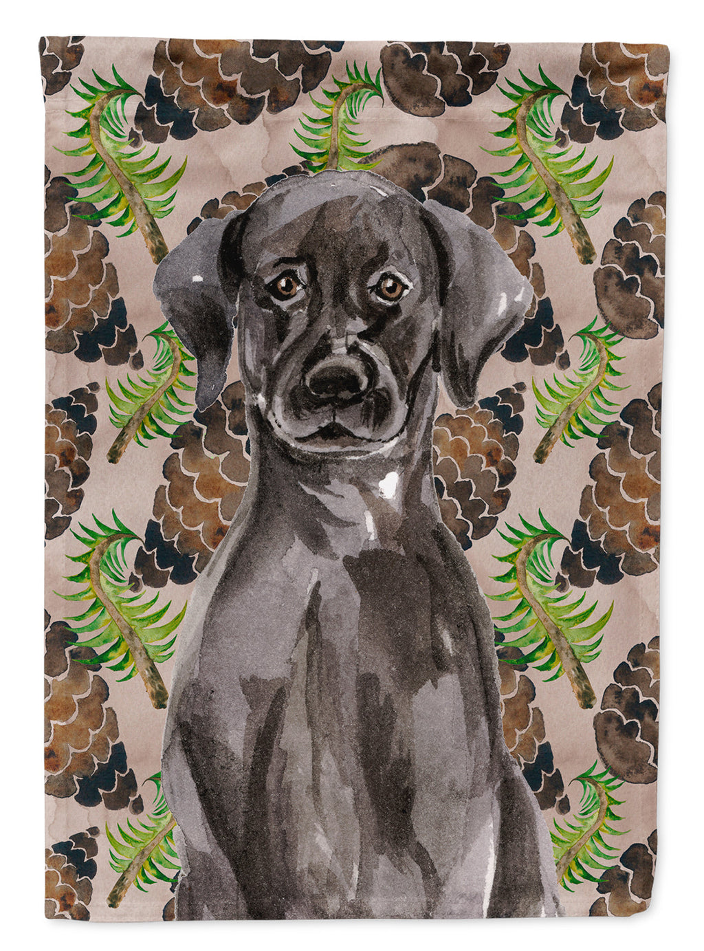 Black Labrador Pine Cones House Flag 28x40 Porch Sleeve Pole Decorative Outside Yard Banner Artwork Wall Hanging, Polyester