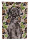 Black Labrador Pine Cones House Flag 28x40 Porch Sleeve Pole Decorative Outside Yard Banner Artwork Wall Hanging, Polyester