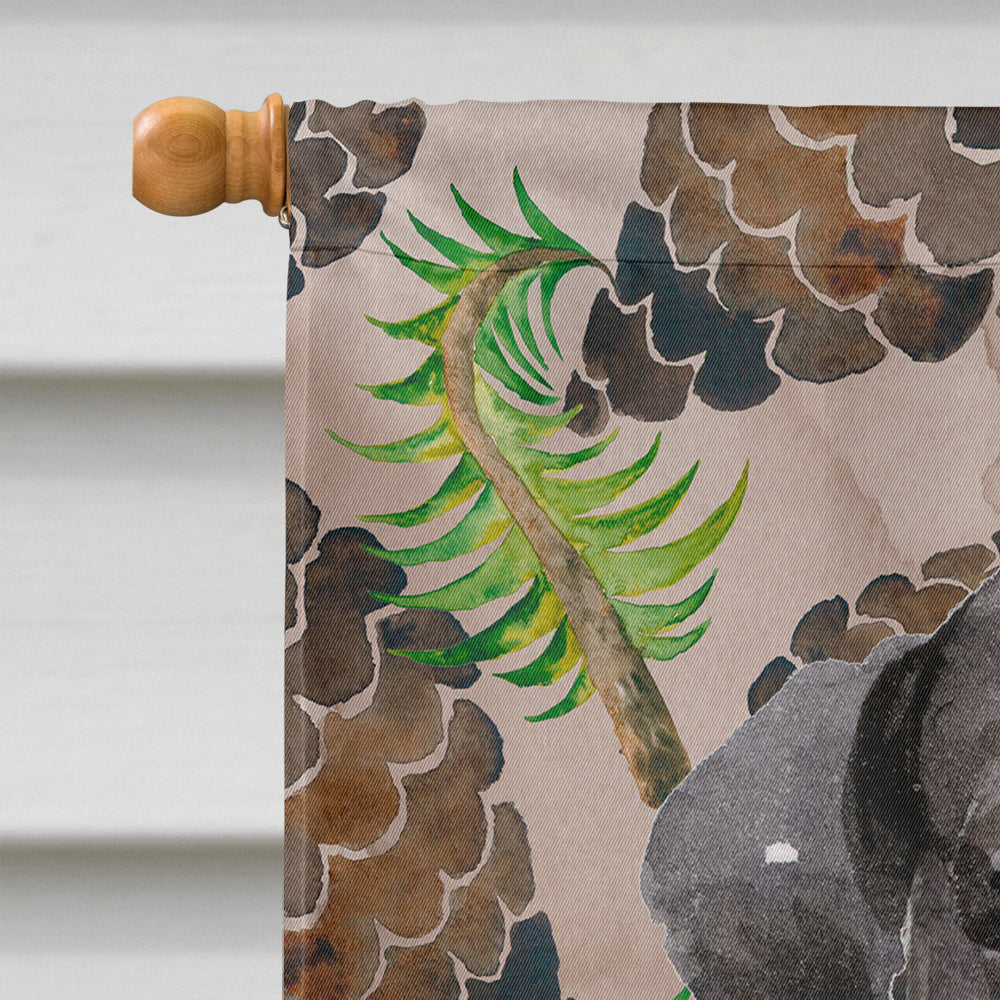 Black Labrador Pine Cones House Flag 28x40 Porch Sleeve Pole Decorative Outside Yard Banner Artwork Wall Hanging, Polyester