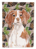 Brittany Spaniel Pine Cones House Flag 28x40 Porch Sleeve Pole Decorative Outside Yard Banner Artwork Wall Hanging, Polyester