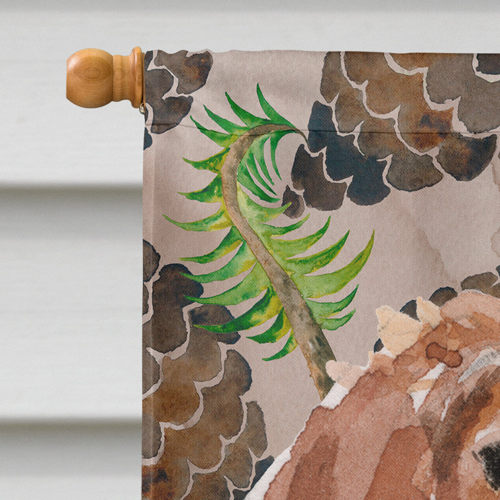 Brittany Spaniel Pine Cones House Flag 28x40 Porch Sleeve Pole Decorative Outside Yard Banner Artwork Wall Hanging, Polyester