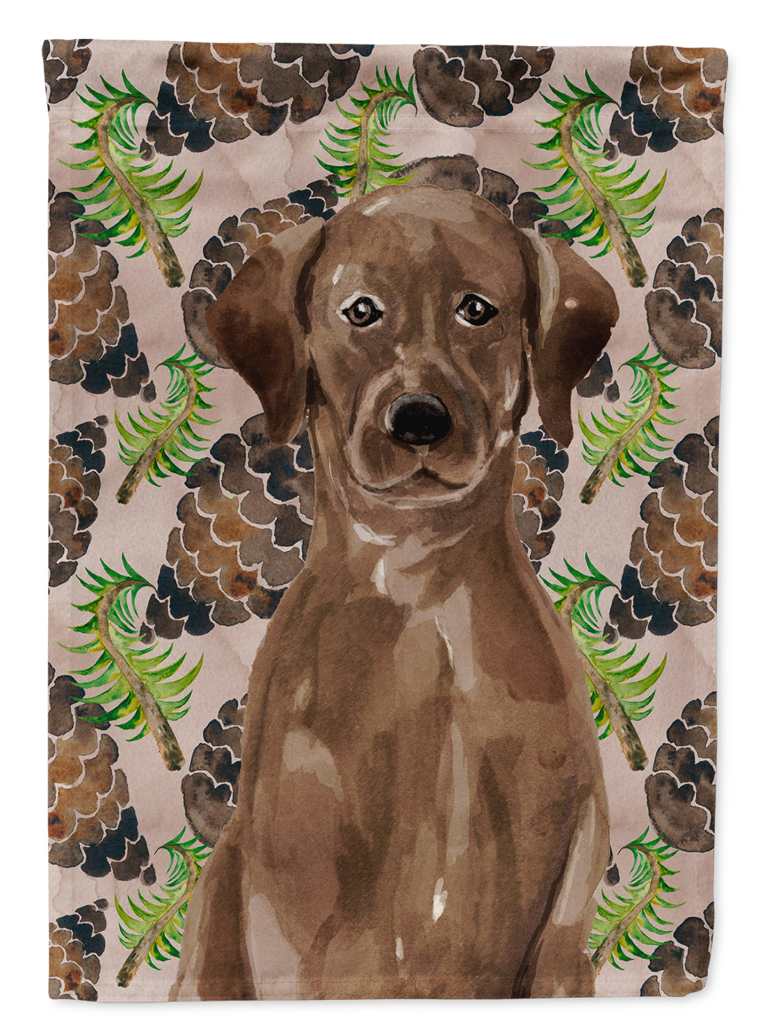 Chocolate Labrador Pine Cones House Flag 28x40 Porch Sleeve Pole Decorative Outside Yard Banner Artwork Wall Hanging, Polyester