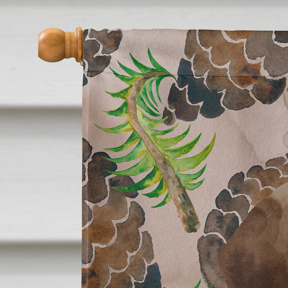 Chocolate Labrador Pine Cones House Flag 28x40 Porch Sleeve Pole Decorative Outside Yard Banner Artwork Wall Hanging, Polyester