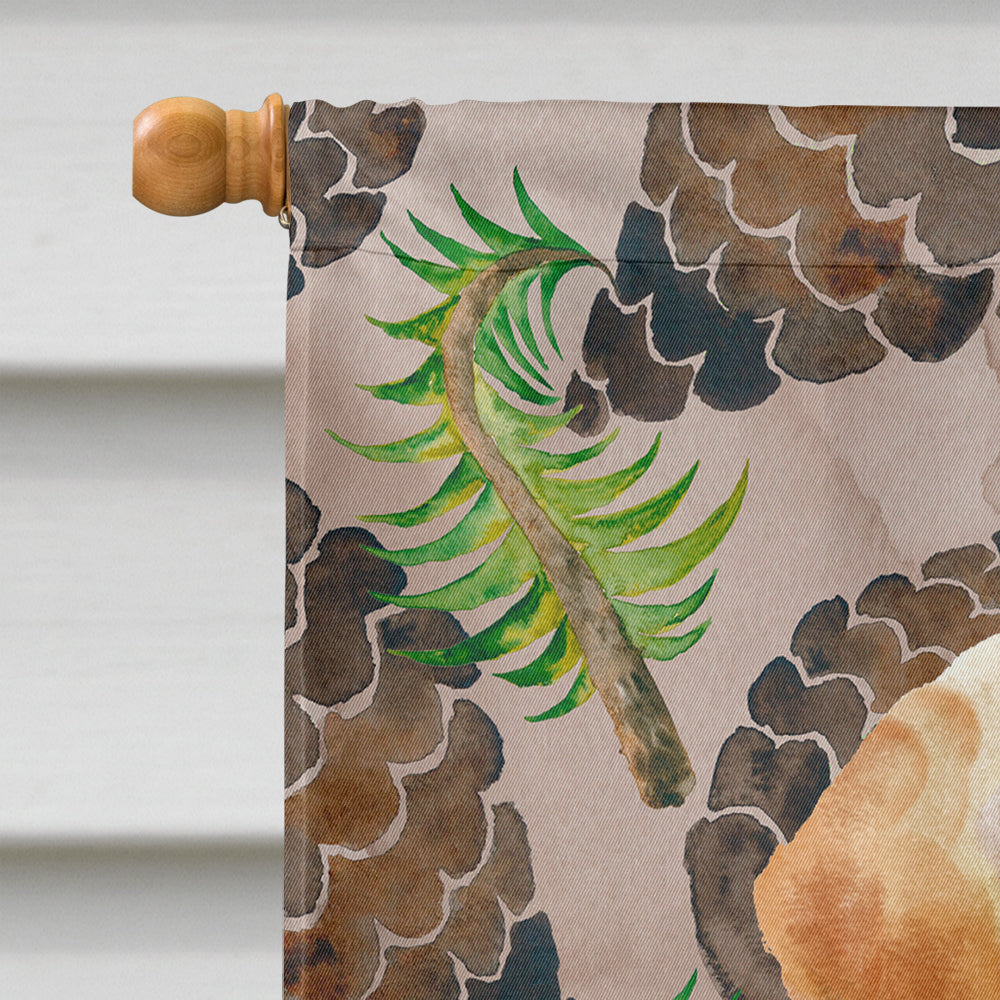Yellow Labrador Pine Cones House Flag 28x40 Porch Sleeve Pole Decorative Outside Yard Banner Artwork Wall Hanging, Polyester