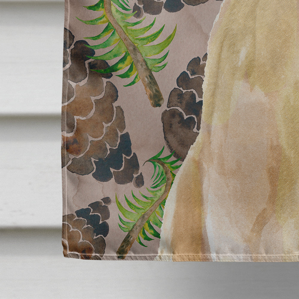Yellow Labrador Pine Cones House Flag 28x40 Porch Sleeve Pole Decorative Outside Yard Banner Artwork Wall Hanging, Polyester