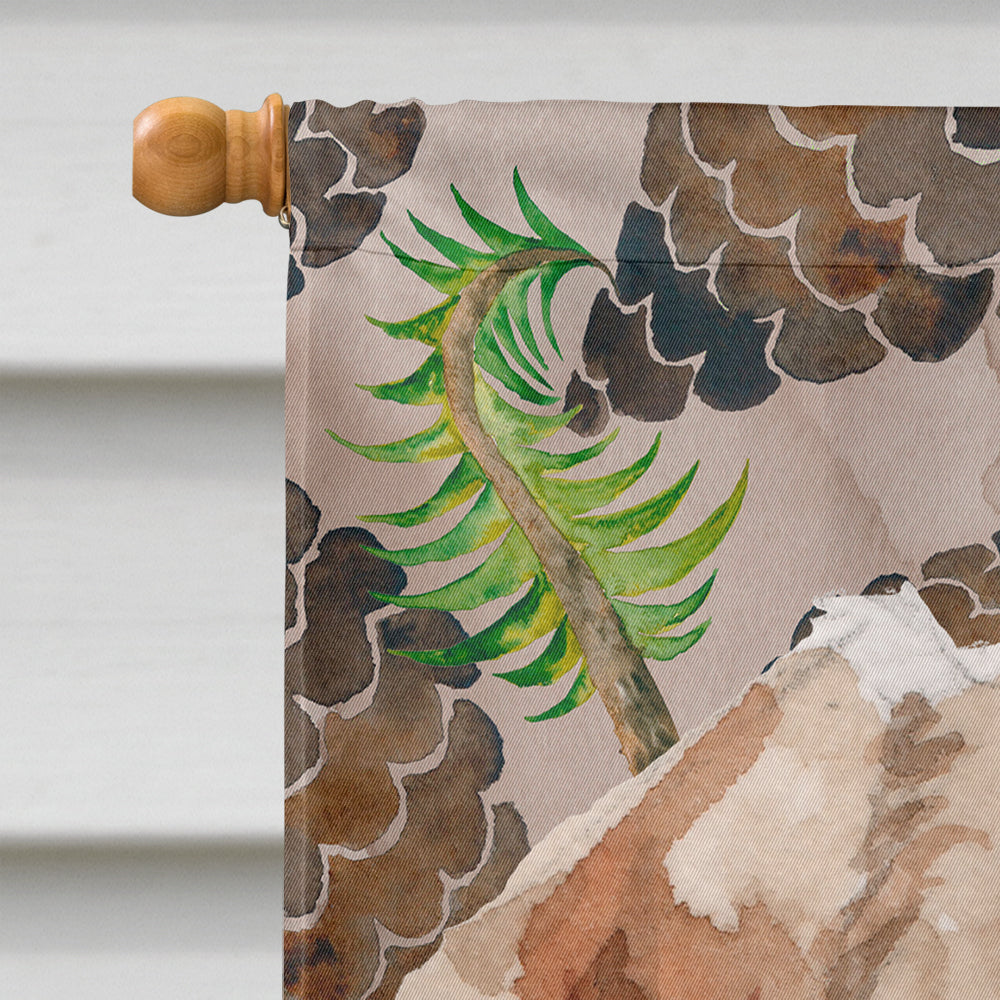 Wire Hair Jack Russell Pine Cones House Flag 28x40 Porch Sleeve Pole Decorative Outside Yard Banner Artwork Wall Hanging, Polyester