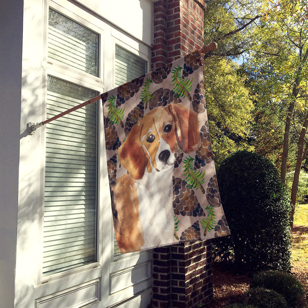 Beagle Pine Cones House Flag 28x40 Porch Sleeve Pole Decorative Outside Yard Banner Artwork Wall Hanging, Polyester