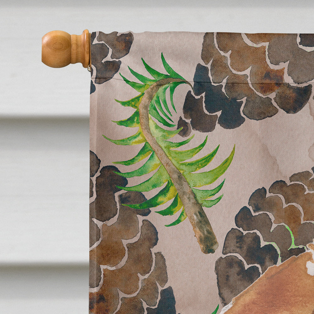 Beagle Pine Cones House Flag 28x40 Porch Sleeve Pole Decorative Outside Yard Banner Artwork Wall Hanging, Polyester