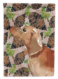 Red Tan Dachshund Pine Cones House Flag 28x40 Porch Sleeve Pole Decorative Outside Yard Banner Artwork Wall Hanging, Polyester