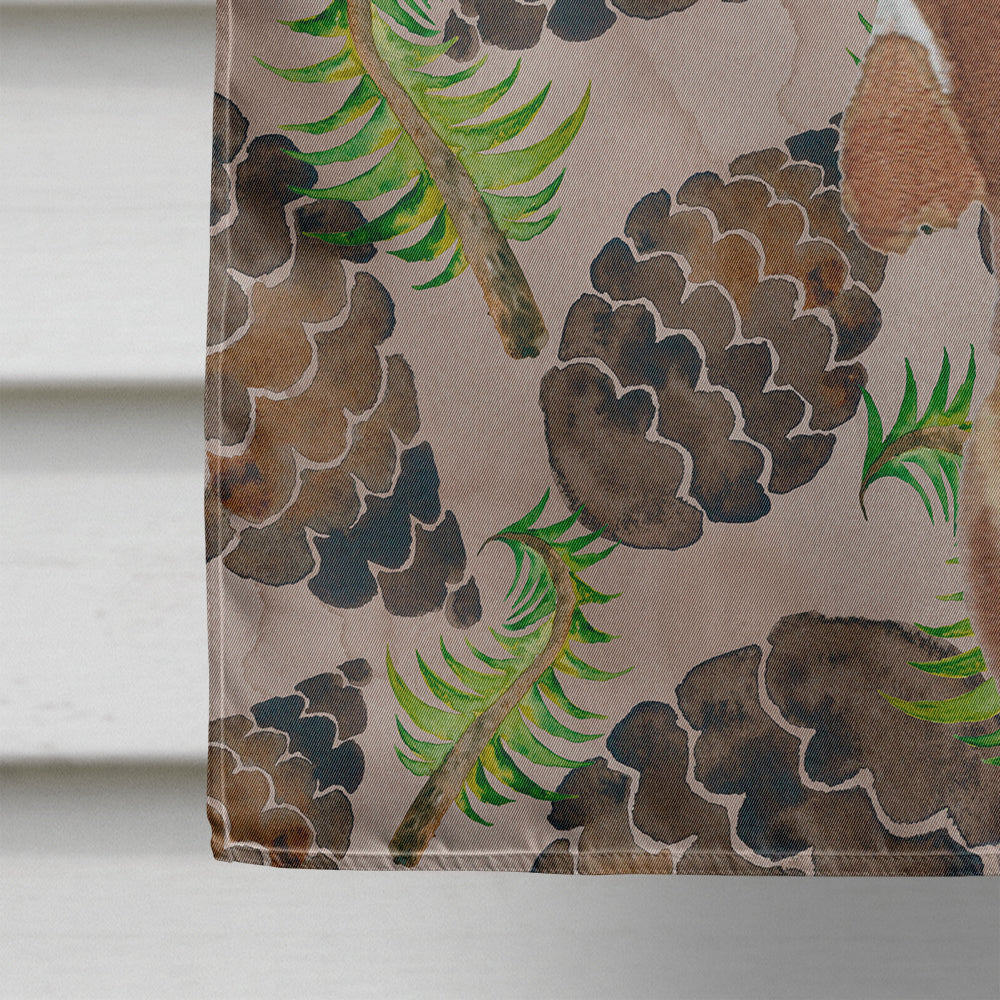 Red Tan Dachshund Pine Cones House Flag 28x40 Porch Sleeve Pole Decorative Outside Yard Banner Artwork Wall Hanging, Polyester
