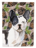Black White French Bulldog Pine Cones House Flag 28x40 Porch Sleeve Pole Decorative Outside Yard Banner Artwork Wall Hanging, Polyester