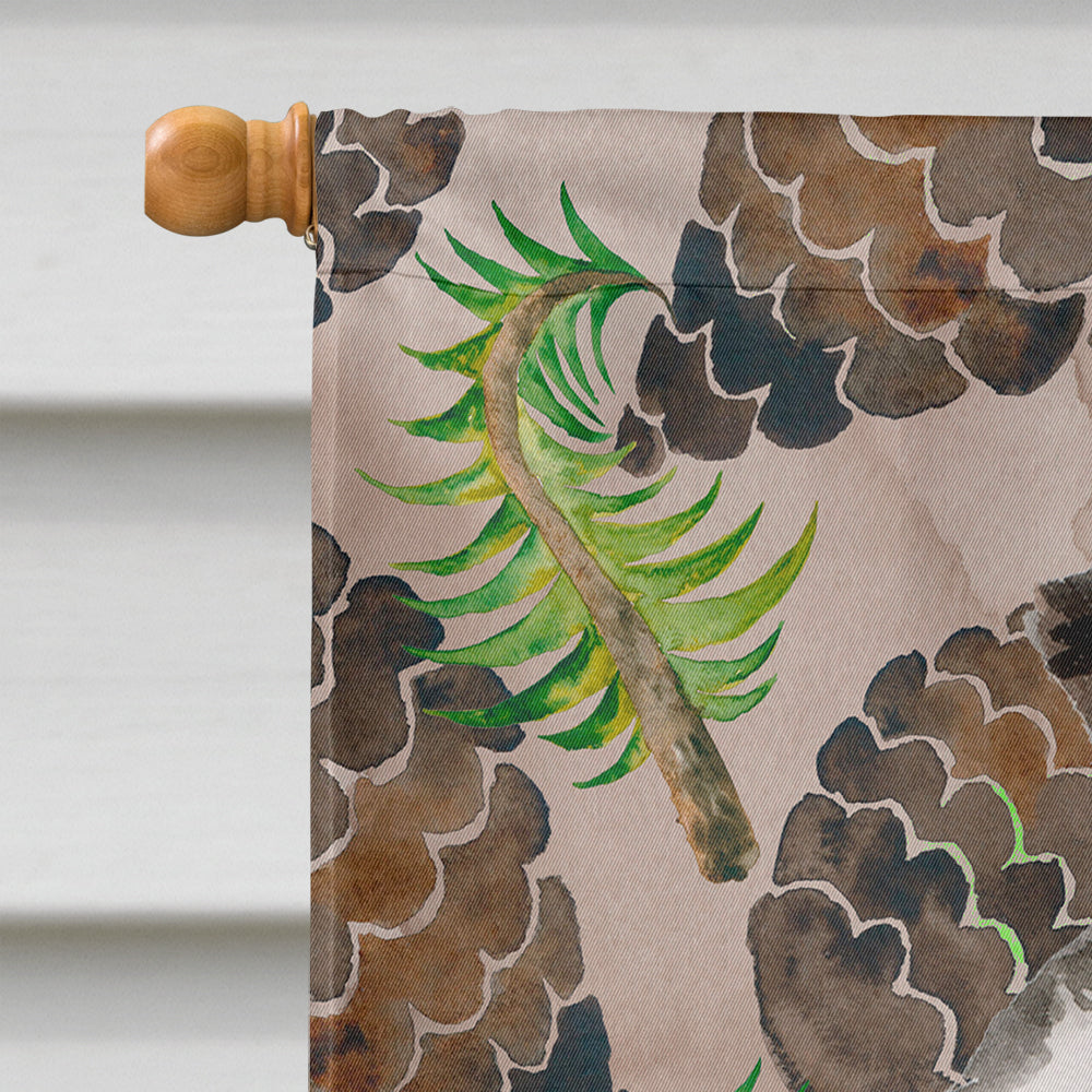 Border Collie Pine Cones House Flag 28x40 Porch Sleeve Pole Decorative Outside Yard Banner Artwork Wall Hanging, Polyester