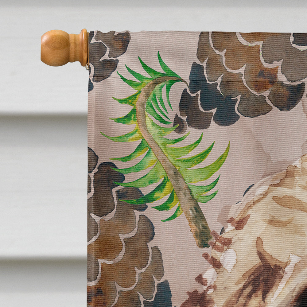 Brown Cockapoo Pine Cones House Flag 28x40 Porch Sleeve Pole Decorative Outside Yard Banner Artwork Wall Hanging, Polyester