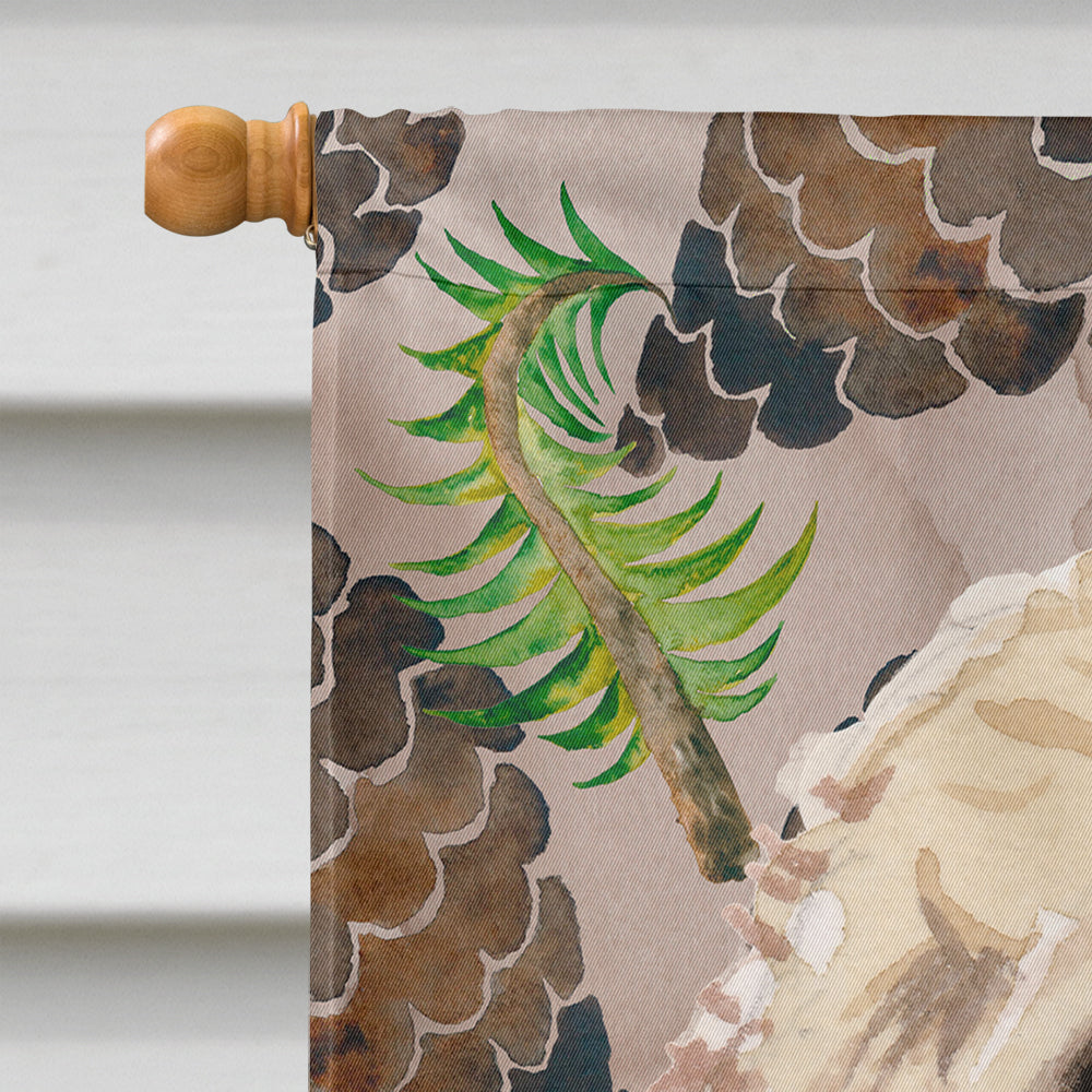 Champagne Cockapoo Pine Cones House Flag 28x40 Porch Sleeve Pole Decorative Outside Yard Banner Artwork Wall Hanging, Polyester