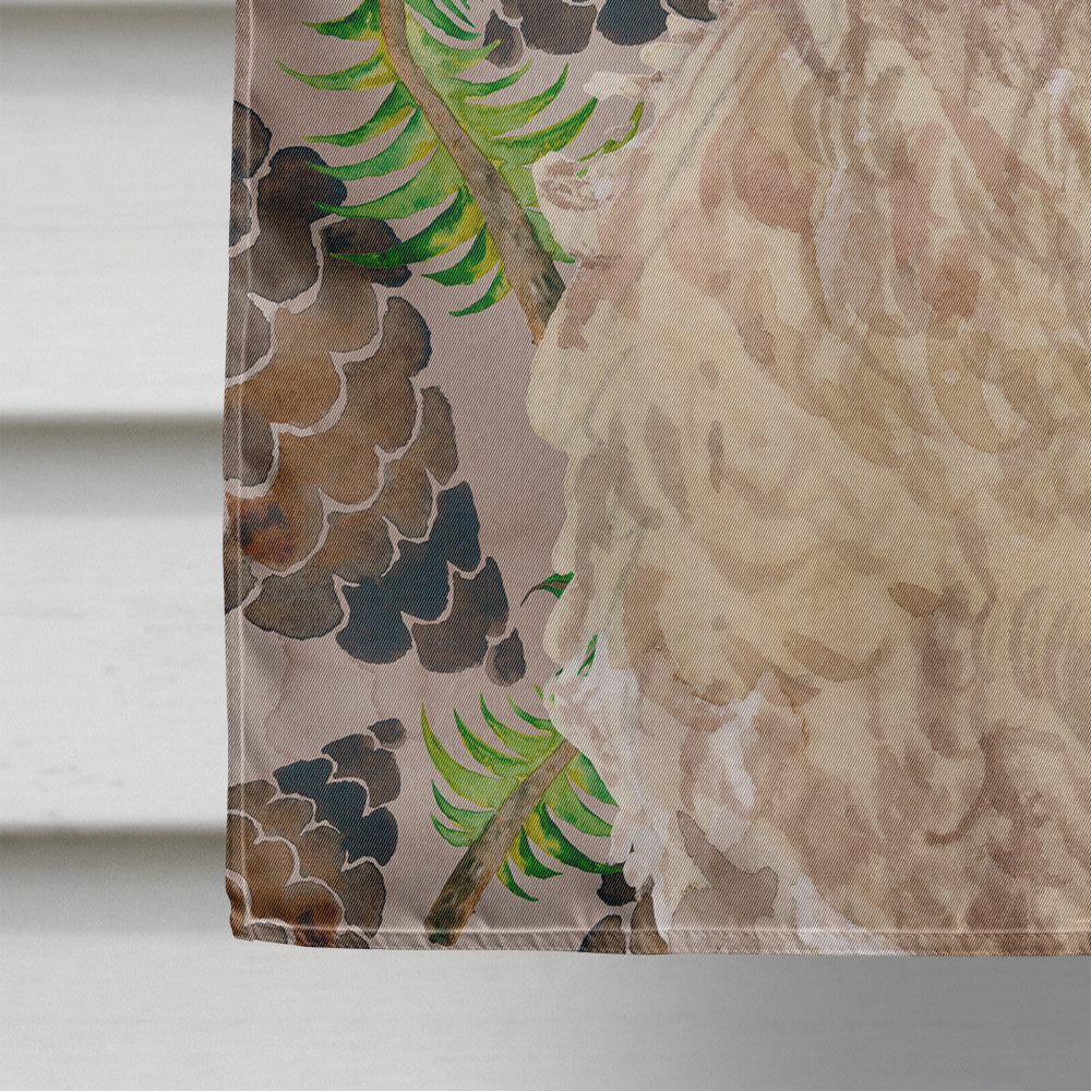 Champagne Cockapoo Pine Cones House Flag 28x40 Porch Sleeve Pole Decorative Outside Yard Banner Artwork Wall Hanging, Polyester
