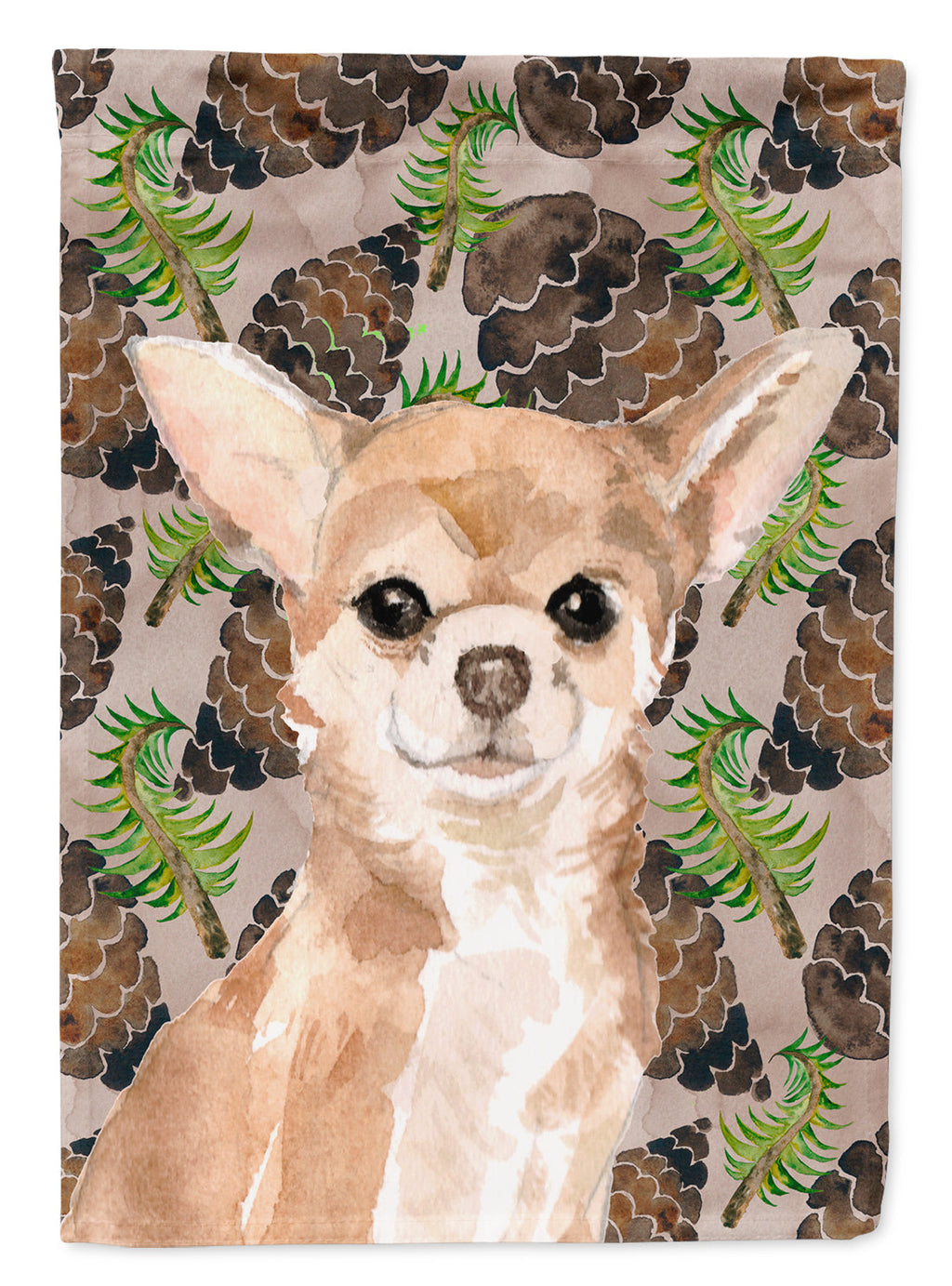 Chihuahua Pine Cones House Flag 28x40 Porch Sleeve Pole Decorative Outside Yard Banner Artwork Wall Hanging, Polyester