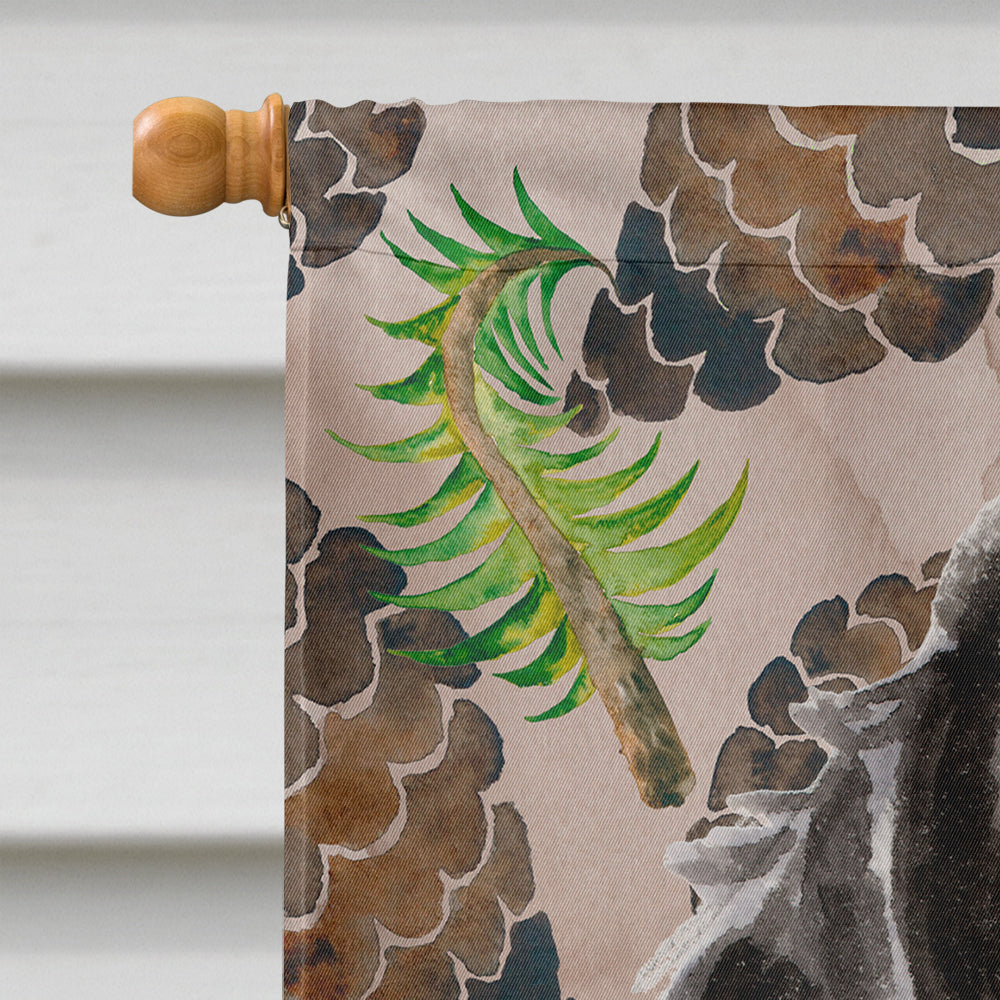 Black Parti Pine Cones House Flag 28x40 Porch Sleeve Pole Decorative Outside Yard Banner Artwork Wall Hanging, Polyester