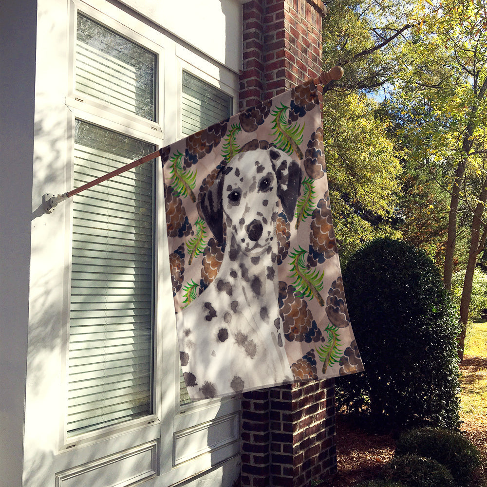 Dalmatian Pine Cones House Flag 28x40 Porch Sleeve Pole Decorative Outside Yard Banner Artwork Wall Hanging, Polyester
