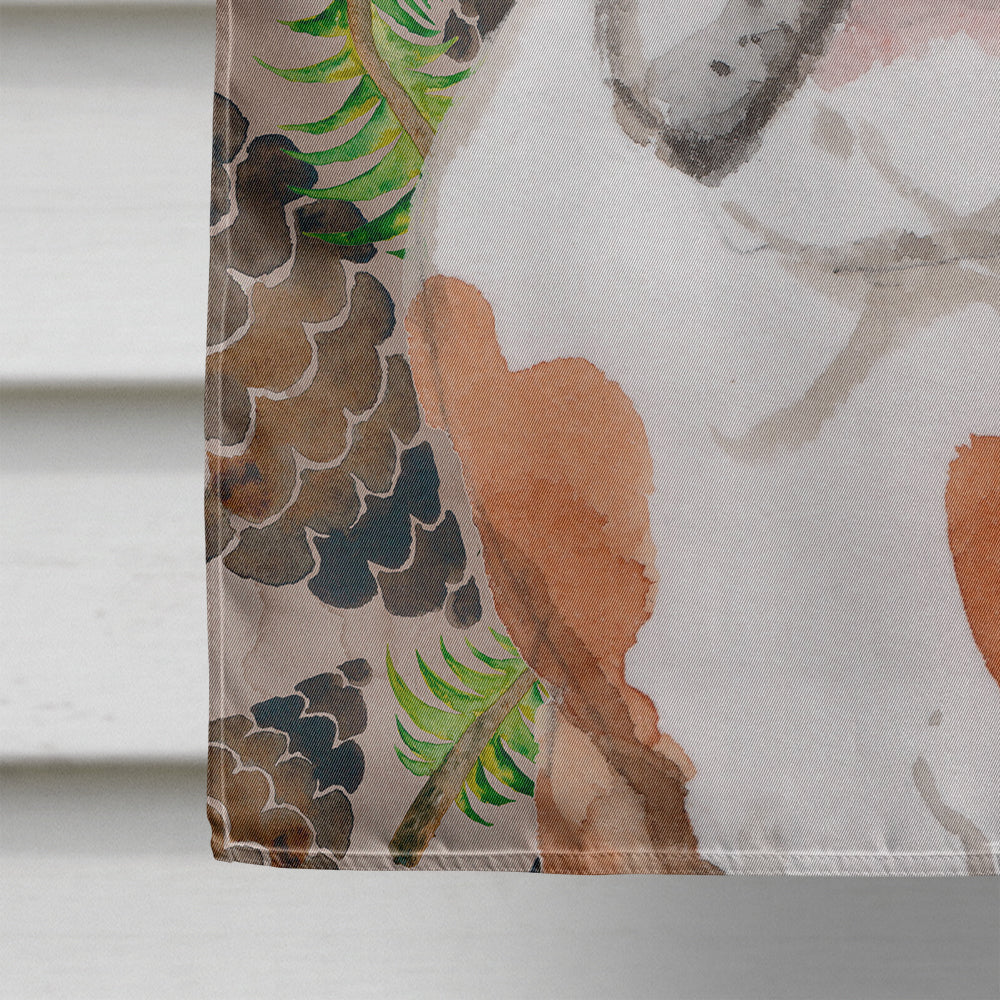 English Bulldog Pine Cones House Flag 28x40 Porch Sleeve Pole Decorative Outside Yard Banner Artwork Wall Hanging, Polyester
