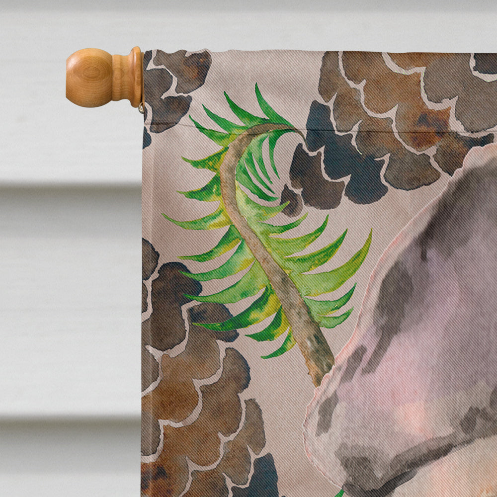 Fawn French Bulldog Pine Cones House Flag 28x40 Porch Sleeve Pole Decorative Outside Yard Banner Artwork Wall Hanging, Polyester