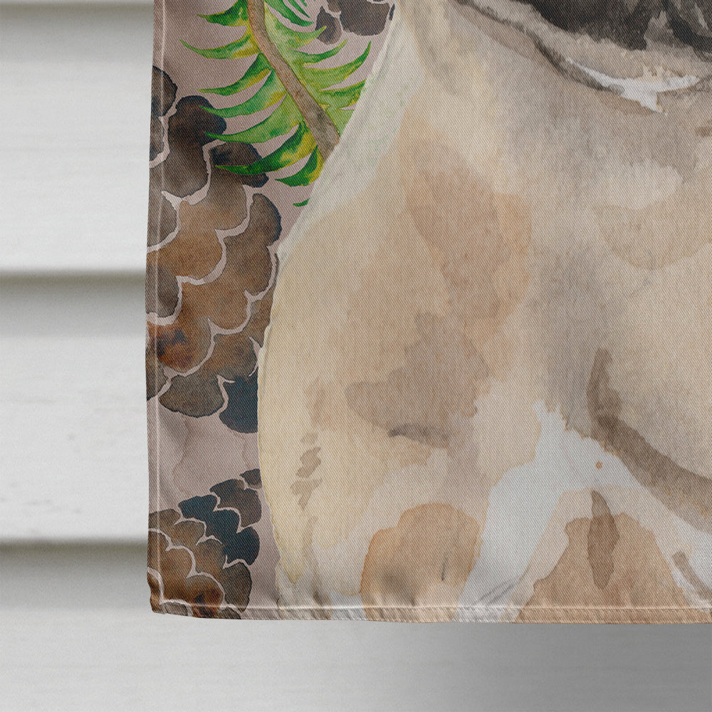 Fawn French Bulldog Pine Cones House Flag 28x40 Porch Sleeve Pole Decorative Outside Yard Banner Artwork Wall Hanging, Polyester