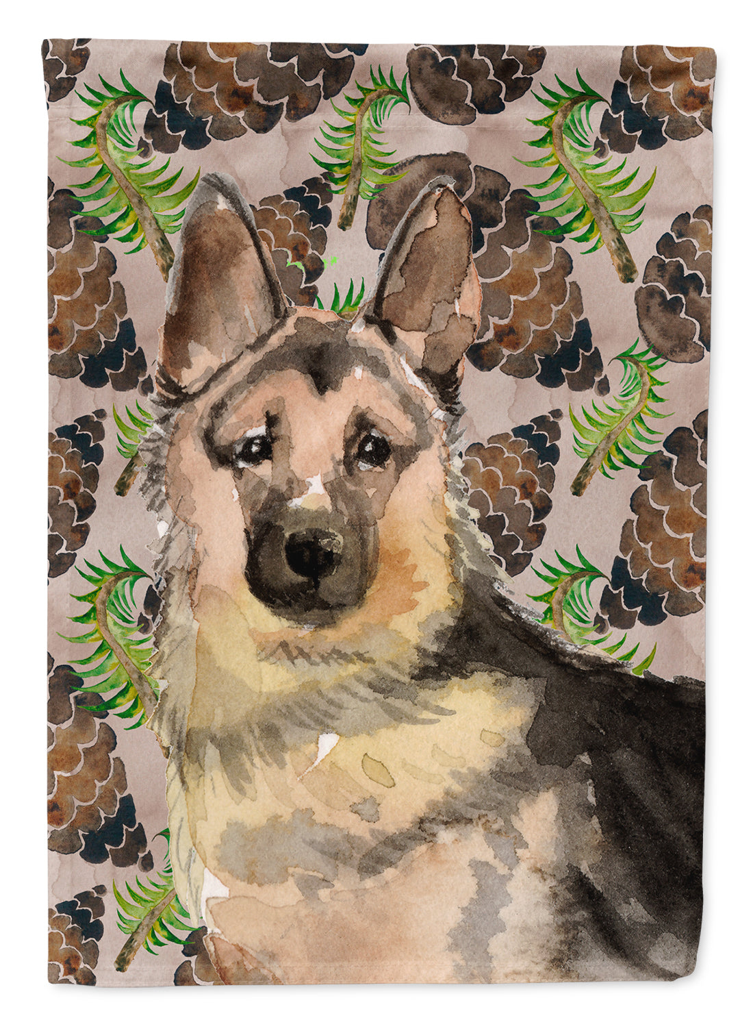 German Shepherd Pine Cones House Flag 28x40 Porch Sleeve Pole Decorative Outside Yard Banner Artwork Wall Hanging, Polyester