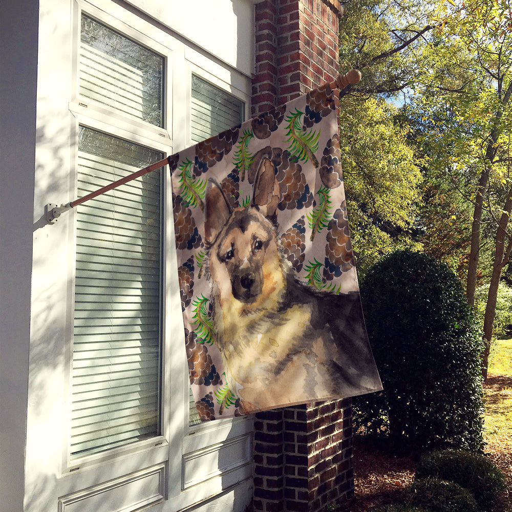 German Shepherd Pine Cones House Flag 28x40 Porch Sleeve Pole Decorative Outside Yard Banner Artwork Wall Hanging, Polyester