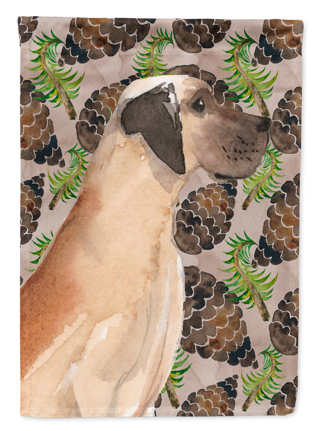 Fawn Natural Great Dane Pine Cones House Flag 28x40 Porch Sleeve Pole Decorative Outside Yard Banner Artwork Wall Hanging, Polyester